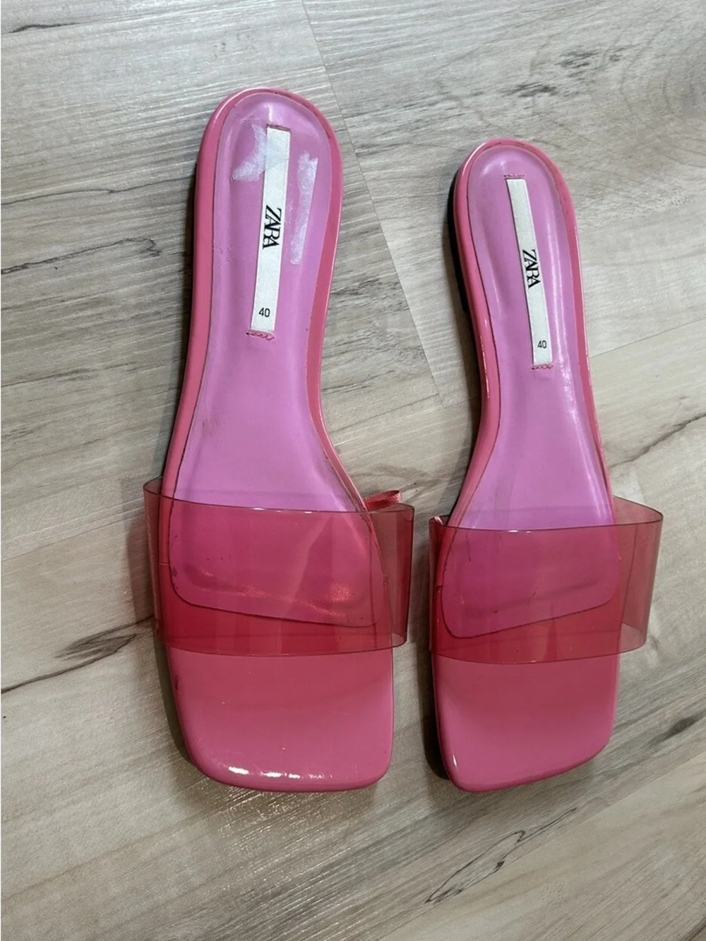 Zara Hot Pink Vinyl Slide Sandals - Picture 4 of 6